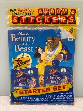 DISNEY'S BEAUTY AND THE BEAST ALBUM SEALED W/ 6 STICKER PACKETS 1991